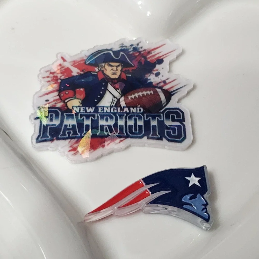 Football Flatback Focal Bead Pat Badge Keychain Jewelry Making Crafts Flats